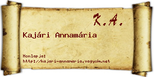Kajári Annamária névjegykártya